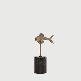 Enza Home Fish Mermer Eskitme Kaplama Metal 230 mm Dekoratif Obje
