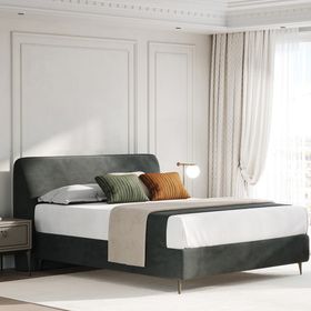 Enza Home Hera 15009 Yeşil 160x200 cm Kadife Dokulu Başlıklı Baza