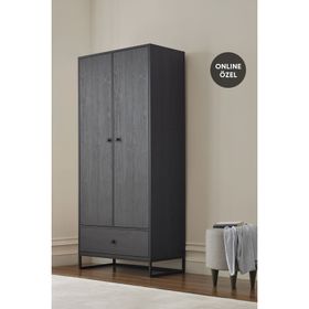 Enza Home Kalinsta 2 Kapaklı Siyah Gardırop