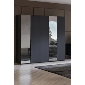 Enza Home Legato 5 Kapaklı Siyah Gardrop