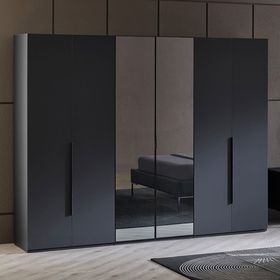 Enza Home Legato 6 Kapaklı Akordeon Siyah Gardrop