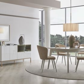 Enza Home Legato Konsol+Sabit Ahşap Ayaklı Yemek Masası+Cordell Beyaz 4 Adet Sandalye