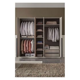 Enza Home Loreto 5 Kapaklı Kırık Beyaz Ceviz Gardrop