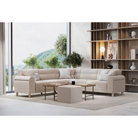 Enza Home Paloma 55904 Krem Sol Yataklı Köşe Takımı
