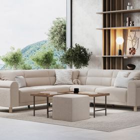 Enza Home Paloma 55904 Krem Sol Yataklı Köşe Takımı
