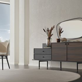Enza Home Parma Koyu Ceviz-Mat Siyah Yemek Odası Takımı