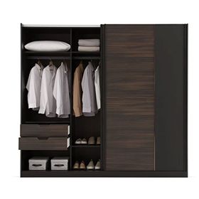 Enza Home Parma Sürgü Kapaklı Ceviz Gardrop