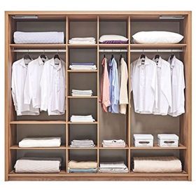 Enza Home Pavia Sürgü Kapaklı Aynalı Ceviz Kahverengi Gardrop