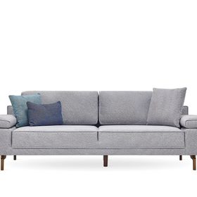 Enza Home Petra 18104 Açık Gri Kadife Dokulu 3'lü Koltuk
