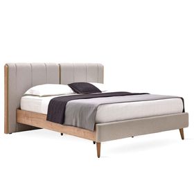 Enza Home Polka 160x200 cm Açık Yeşil Keten Dokulu Kumaş Başlıklı Karyola
