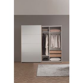 Enza Home Polka Sürgü Kapaklı Beyaz Gardrop