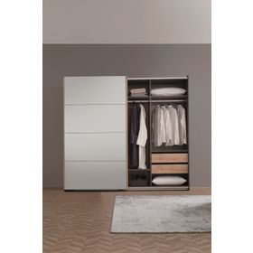 Enza Home Polka Sürgü Kapaklı Koyu Gri Gardrop