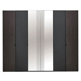 Enza Home Riga 6 Kapaklı Akordeon Modern Siyah Gardrop