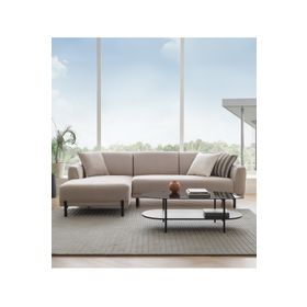 Enza Home Terra Yataklı Sol Kadife Dokulu 14001 Kemik Köşe Takımı