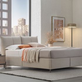 Enza Home Varena 55901 Açık Gri 160x200 cm Dokulu Kumaş Başlıklı Baza