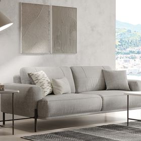 Enza Home Varena 55901 Açık Gri Dokuma Kumaş 3'lü Yataklı Koltuk