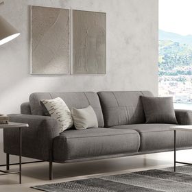 Enza Home Varena 55902 Vizon Keten Dokulu 3'lü Yataklı Koltuk