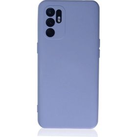 Eonaks Oppo Reno 6 Kamera Korumalı Silikon Rubber Arka Kapak Lila Kılıf