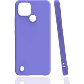 Eonaks Realme C21Y Kamera Korumalı Silikon Rubber Arka Kapak Lila Kılıf