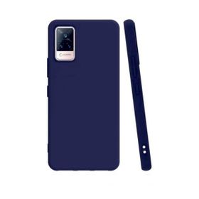 Eonaks Vivo V21E Kamera Korumalı Silikon Rubber Arka Kapak Lacivert Kılıf