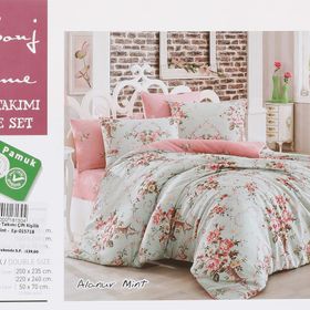 Eponj Home Alanur EP-015718 Mint Baskılı Çift Kişilik Pike Takımı