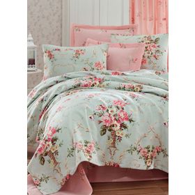 Eponj Home Alanur EP-015718 Mint Baskılı Çift Kişilik Pike Takımı