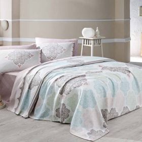 Eponj Home Andalucia Turkuaz Çift Kişilik Pike Örtü Takımı