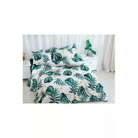 Eponj Home Baskılı Battal 220X230 cm Monstera Yeşil Doğal Pike