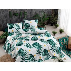 Eponj Home Baskılı Battal 220X230 cm Monstera Yeşil Doğal Pike