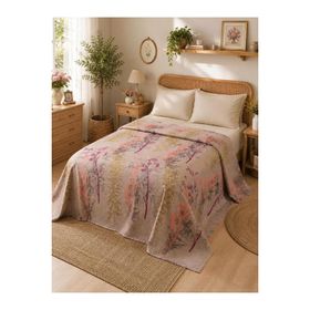 Eponj Home Baskılı Battal 220X230 cm Urla Bej Doğal Pike