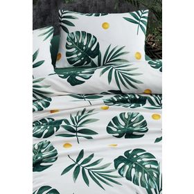 Eponj Home Baskılı Çift Kişilik Monstera Yeşil Pike Seti