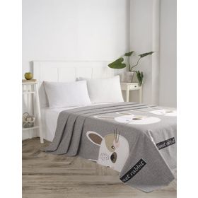 Eponj Home Baskılı Çift Kişilik Tavşancık Açık Kahve Gri Pembe Doğal Pike