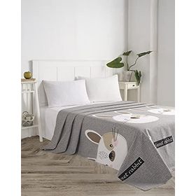 Eponj Home Baskılı Çift Kişilik Tavşancık Açık Kahve Gri Pembe Doğal Pike