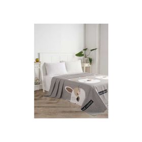 Eponj Home Baskılı Çift Kişilik Tavşancık Açık Kahve Gri Pembe Doğal Pike