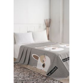 Eponj Home Baskılı Çift Kişilik Tavşancık Açık Kahve Gri Pembe Doğal Pike