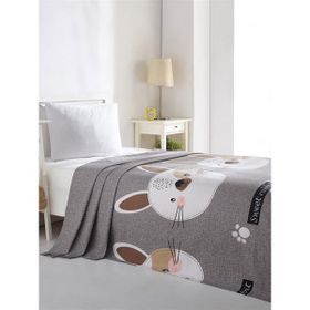 Eponj Home Baskılı Kids 140X230 cm Tavşancık Açık Kahve Gri Pembe Doğal Pike