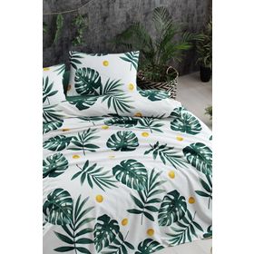 Eponj Home Baskılı King 240X230 cm Monstera Yeşil Doğal Pike