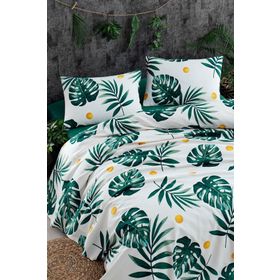 Eponj Home Baskılı King 240X230 cm Monstera Yeşil Doğal Pike