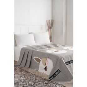 Eponj Home Baskılı King 240X230 cm Tavşancık Açık Kahve Gri Pembe Doğal Pike
