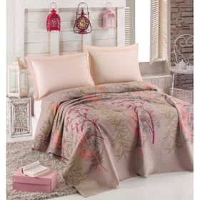 Eponj Home Baskılı King 240X230 cm Urla Bej Doğal Pike