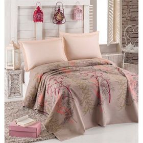 Eponj Home Baskılı King 240X230 cm Urla Bej Doğal Pike