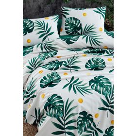 Eponj Home Baskılı Mega King 260X230 cm Monstera Yeşil Doğal Pike