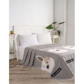 Eponj Home Baskılı Tavşancık Açık Kahve Gri Pembe Çift Kişilik Pike Takımı