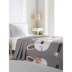Eponj Home Baskılı Tavşancık Açık Kahve Gri Pembe Doğal Tek Kişilik Pike