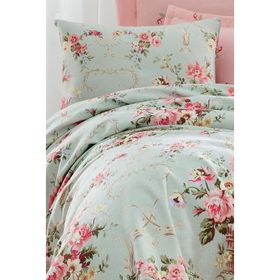 Eponj Home Baskılı Tek Kişilik Alanur Mint Pike Seti