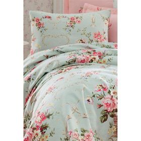 Eponj Home Baskılı Tek Kişilik Alanur Mint Pike Seti