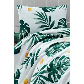 Eponj Home Baskılı Tek Kişilik Monstera Yeşil Pike Seti
