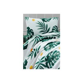 Eponj Home Baskılı Tek Kişilik Monstera Yeşil Pike Seti