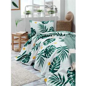 Eponj Home Baskılı Tek Kişilik Monstera Yeşil Pike Seti