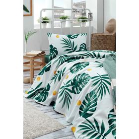 Eponj Home Baskılı Tek Kişilik Monstera Yeşil Pike Seti
